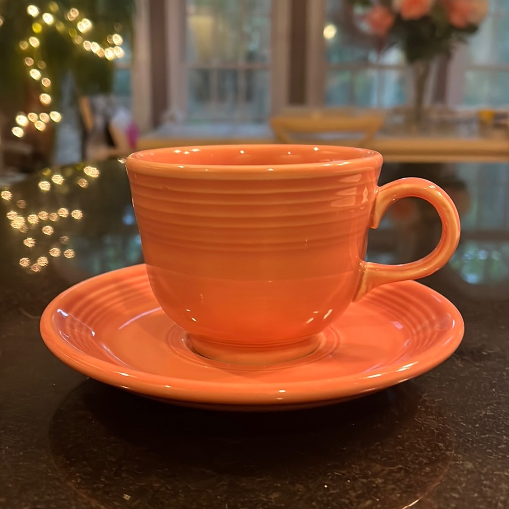 Flat Cup & Saucer Set Fiesta Rose (Intro 1986) by HOMER LAUGHLIN